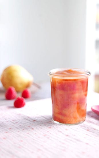 Compote poire framboises