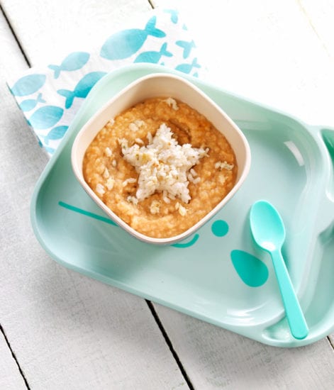 Cabillaud au curry, riz et purée de chou-fleur